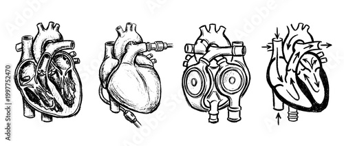 artificial heart , chalk texture vector set