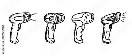 barcode scanner , chalk texture vector set