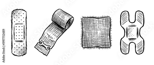 bandage , chalk texture vector set