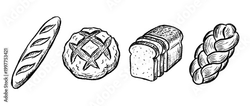 bread , chalk texture vector set