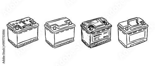 car battery , chalk texture vector set