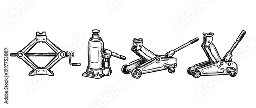 car jack , chalk texture vector set