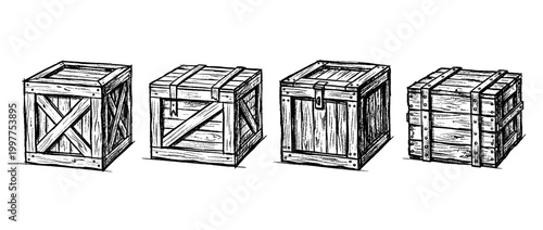 cargo crate , chalk texture vector set