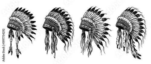 chief headdress , chalk texture vector set
