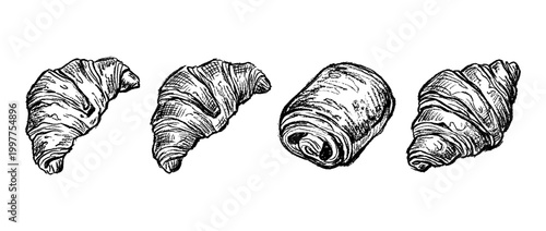 croissant , chalk texture vector set