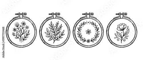 embroidery hoop , chalk texture vector set