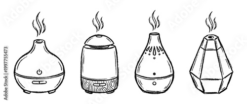 essential oil diffuser  , chalk texture vector set
