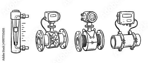 flow meter , chalk texture vector set