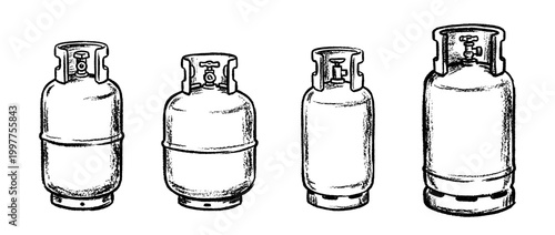 gas cylinder , chalk texture vector set