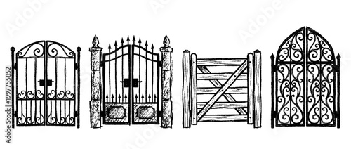 gate , chalk texture vector set
