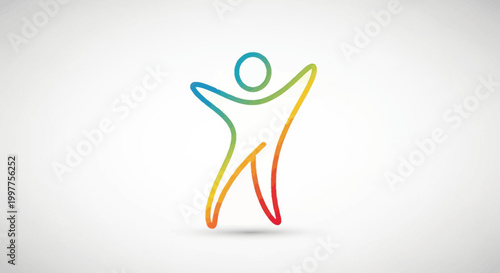 Colorful abstract human figure celebrating, symbolizing joy, success, and freedom