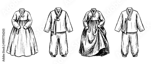hanbok , chalk texture vector set