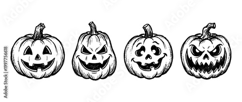 jackolantern , chalk texture vector set