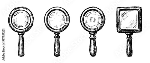 magnifying glass , chalk texture vector set