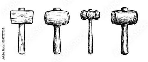 mallet , chalk texture vector set