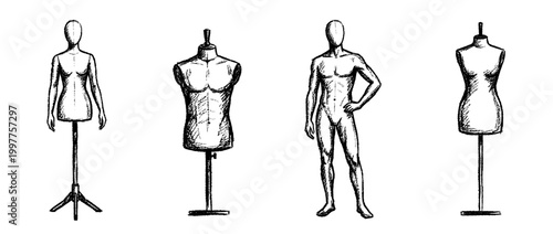 mannequin , chalk texture vector set