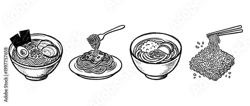noodle , chalk texture vector set