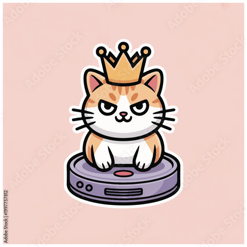 Cartoon cat wearing a crown.