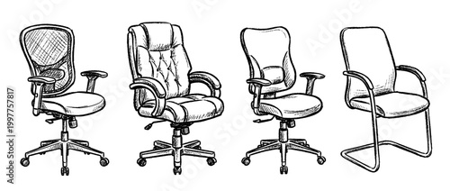 office chair , chalk texture vector set