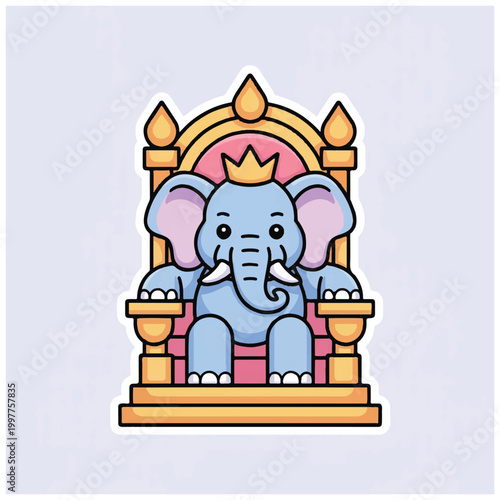 Cartoon elephant wearing a crown.