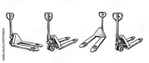 pallet jack , chalk texture vector set