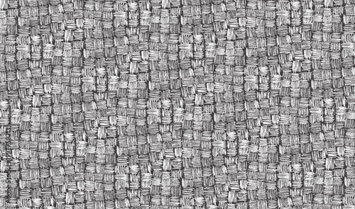 Monochrome hand drawn scribble texture with white crosshatched squares on dark gray background