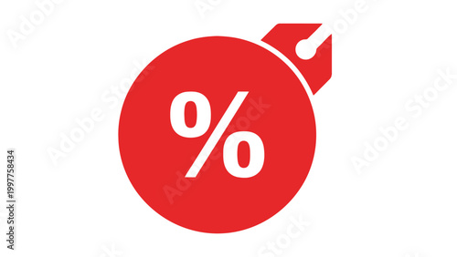 Red Percent Sign Icon.