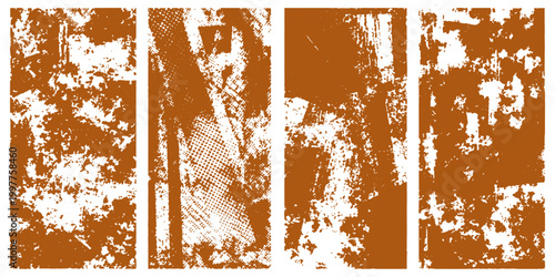 Vintage abstract floral grunge background with a dirty paint texture on a rough old wood wall surface featuring a rusty metal frame border design