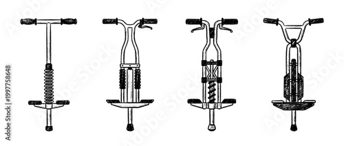 pogo stick , chalk texture vector set
