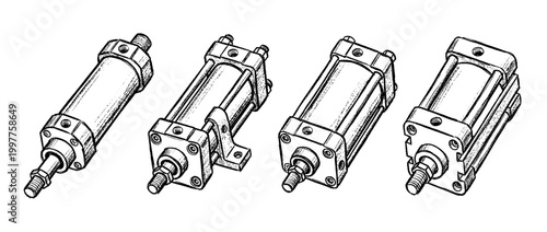 pneumatic cylinder , chalk texture vector set