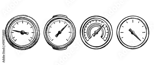 pressure gauge , chalk texture vector set