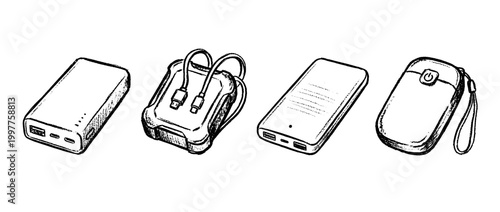 power bank , chalk texture vector set