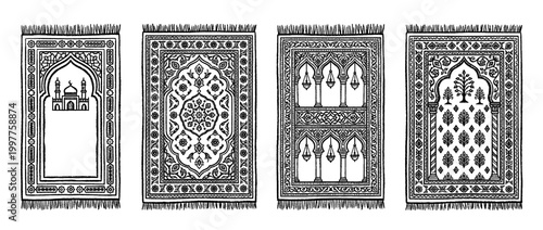 prayer rug , chalk texture vector set
