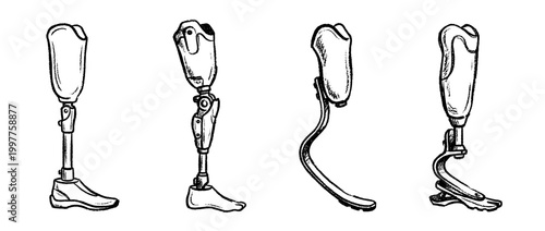 prosthetic leg , chalk texture vector set