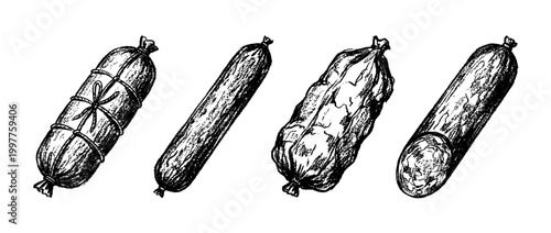 salami , chalk texture vector set