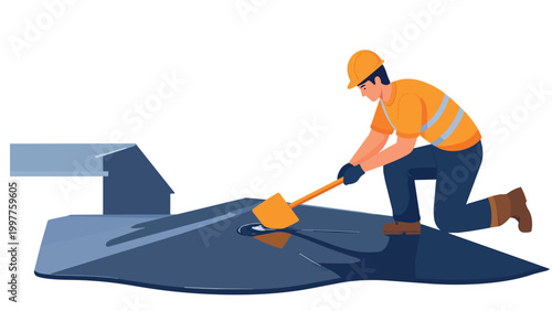 construction worker with shovel