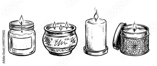 scented candle , chalk texture vector set