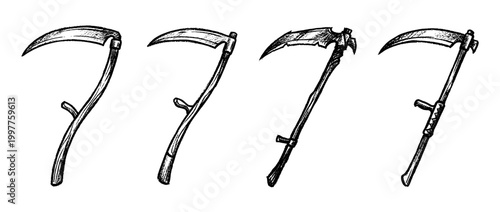 scythe , chalk texture vector set