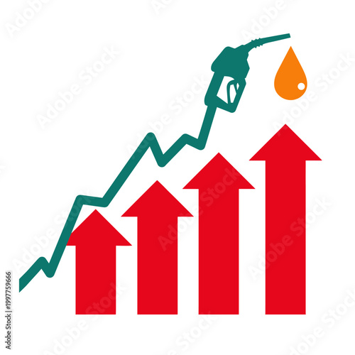 Rising Fuel Prices Graph Illustration - Vector - White/ Transparent Background