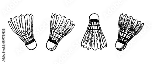 shuttlecock , chalk texture vector set