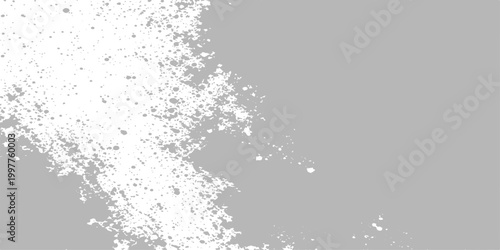 Abstract grunge black and white background featuring a winter snow pattern with ink spray texture and an artistic floral snowflake border design