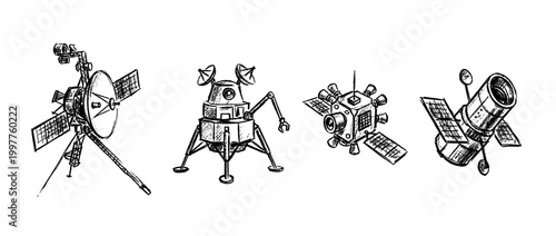 space probe , chalk texture vector set