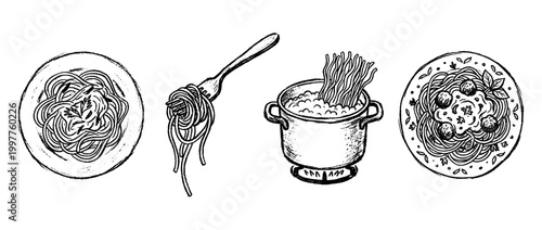 spaghetti , chalk texture vector set