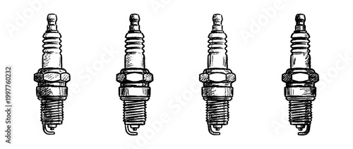 spark plug , chalk texture vector set