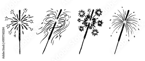 sparkler , chalk texture vector set