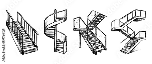 staircase , chalk texture vector set