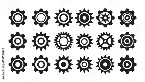 Advanced gear and cogwheel shapes collection for engineering and technical illustration.