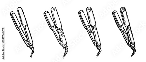 straightener , chalk texture vector set