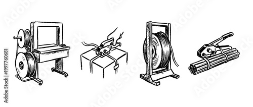 strapping machine , chalk texture vector set