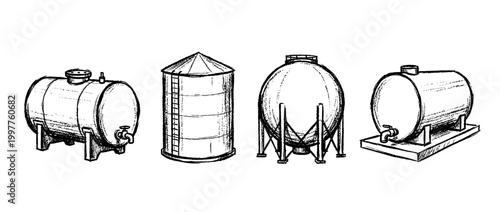 storage tank , chalk texture vector set